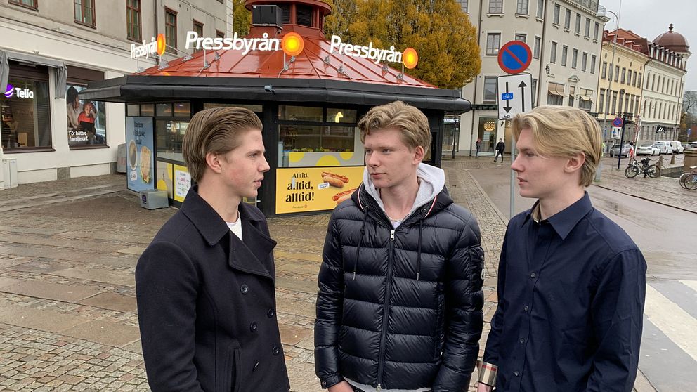 Skoleleverna Alexander Dawson, Liam Widman och Isac Sustovic.