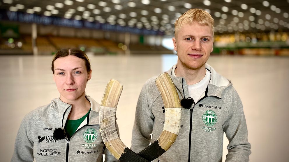 Tova Grönoset och Viktor Spångberg är bandyspelare i VSK.