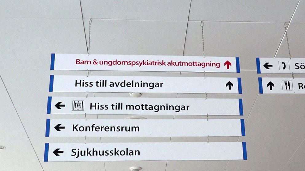 Skylt: Barn- och ungdomspsykiatrisk akutmottagning