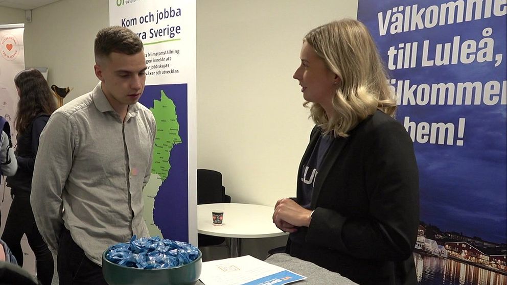 Mässa där arbetsförmedlingen försöker värva arbetslösa till Luleå och Boden.