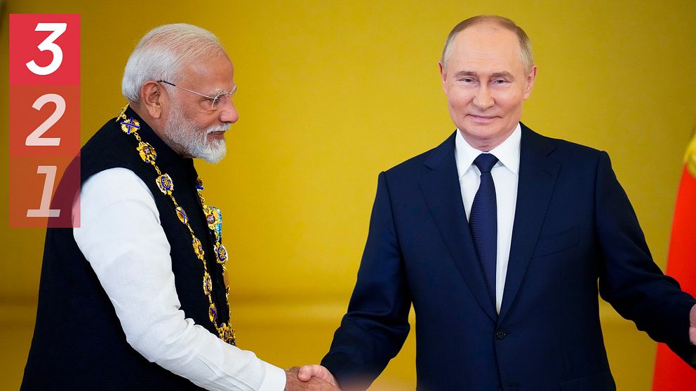 Indiens premiärminister Narendra Modi tillsammans med Rysslands Vladimir Putin.
