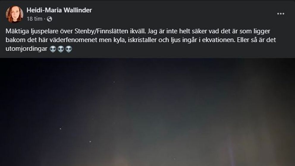Inlägg med text och bild från Heidi-Maria Wallinders Facebook.