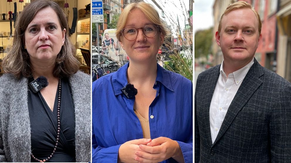 Katarina Malmgren, ordf Gamla stans företagarförening, Hedda Jakobsson Stockholms handelskammare, Dennis Wedin (M) oppositionsborgarråd