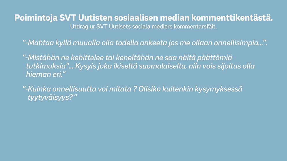 Bild på kommentarer från SVT Uutisets SoMe kommentarsfält
