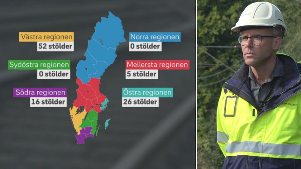 Till vänster en karta över Sverige. Till höger en bild på Markus Gunnarsson, sektionschef på Trafikverket.