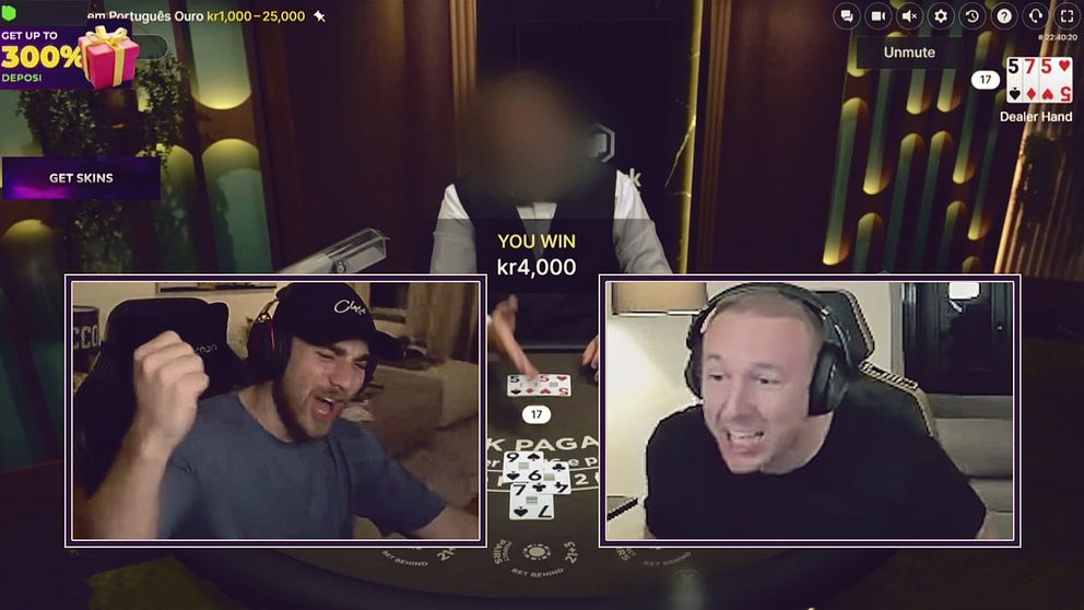 Heaton och Sampe V2 spelar nätcasino (Bilden är ett montage).