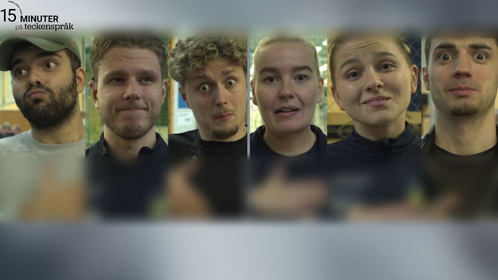 Alek Skovin, Simona Stupane, Omar Alhenawi, Miska Nenonen, Tim Widmark och Charlotte Fagerström står på rad i bilden. Bilden är som ett collage.