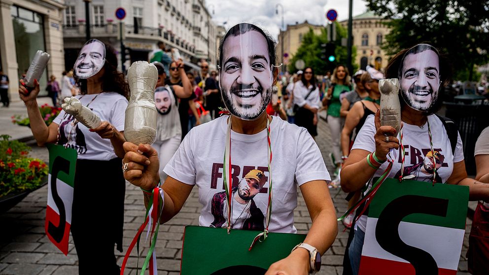 Demonstrationer till stöd för Toomaj Salehi har hållits på flera håll i världen, här i Oslo, Arkivbild.