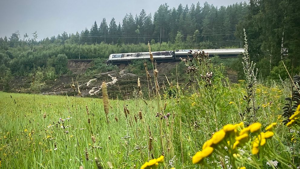 Urspårat tåg utanför Hudiksvall