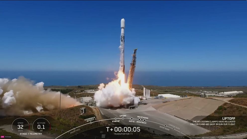 Satellit som skjuts upp.