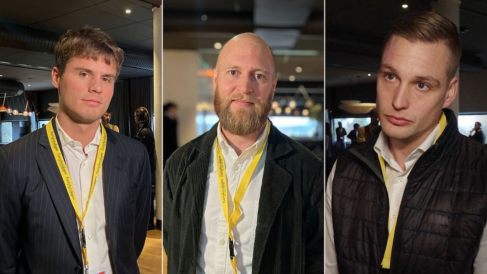 Theo Nyberg från Uniper, Joakim Evald från Wa3rm och Carl Romlin från Ecodatacenter intervjuas av SVT på en konferensdag på Frösö park utanför Östersund.