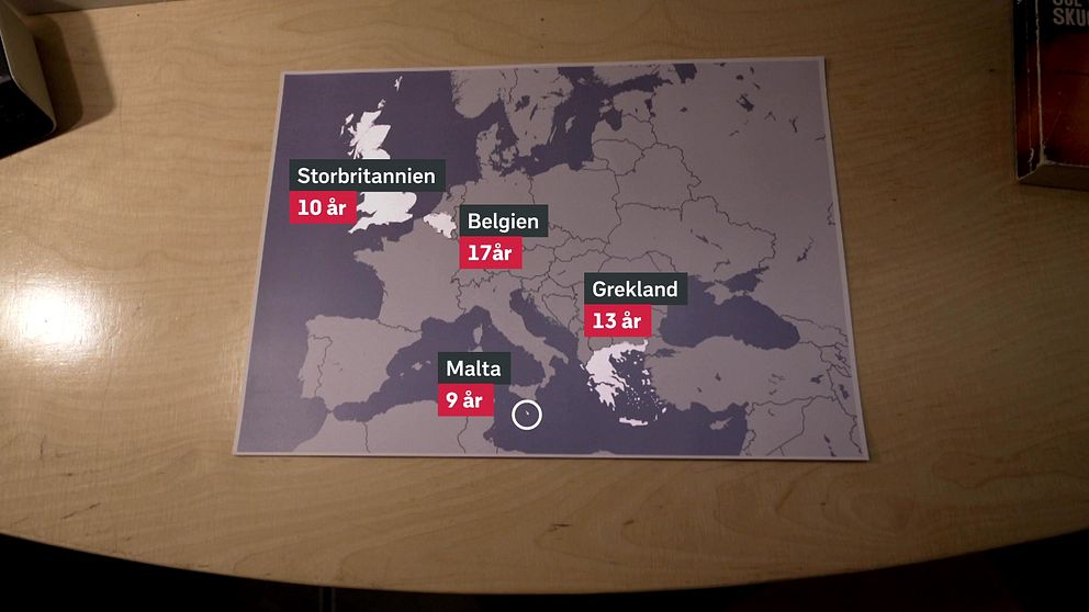 Karta över straffålder i Europa