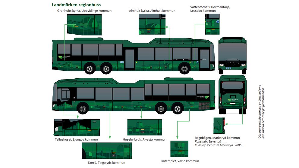 Planritning över de nya bussarna i Kronobergs motiv.