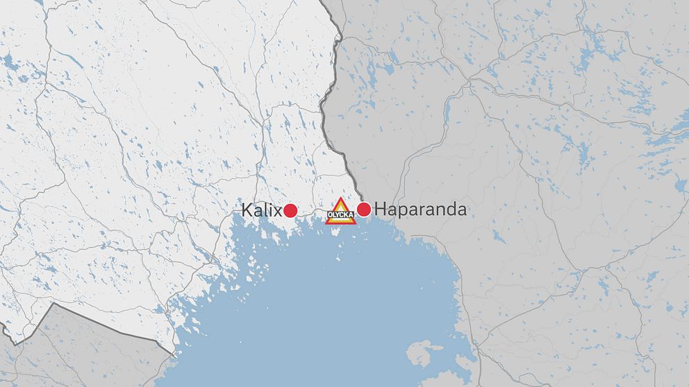 grafikkarta över olycksplats nära Haparanda