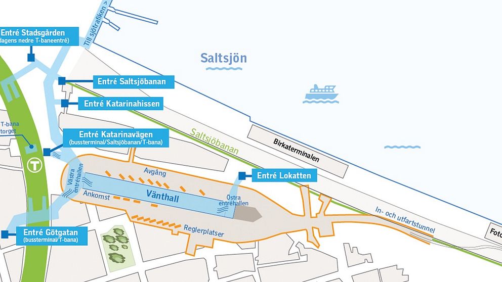 Entréer till bussterminalen vid Slussen