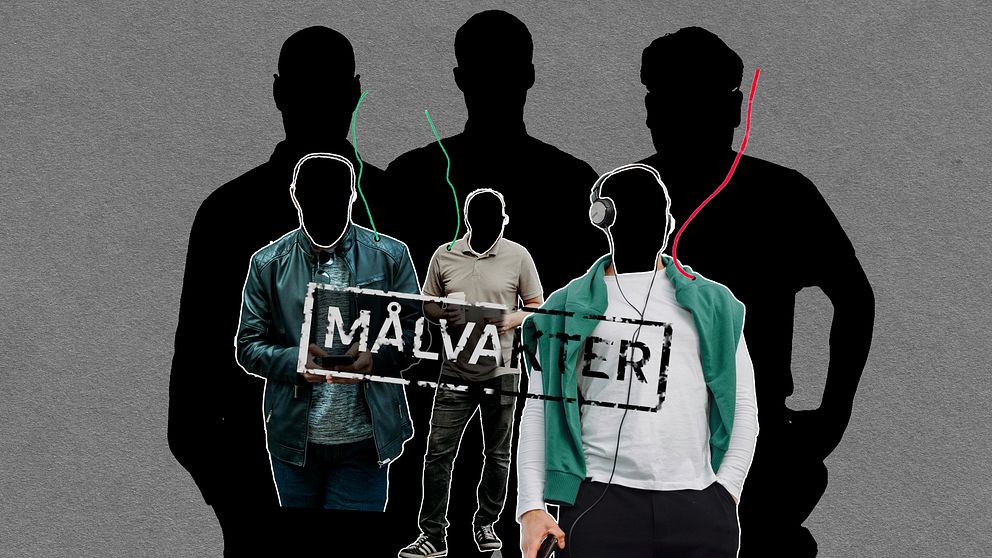 En bild med silhuetter av tre män i bakgrunden, och tre anonyma bilder på män. Tre män i Eskilstuna misstänks att med hjälp av förfalskade dokument ha lyckats lura banker på drygt tio miljoner kronor, pengar som sedan försvunnit utomlands.