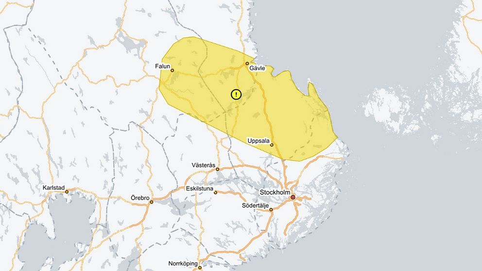En Sverigekarta med gula markeringar