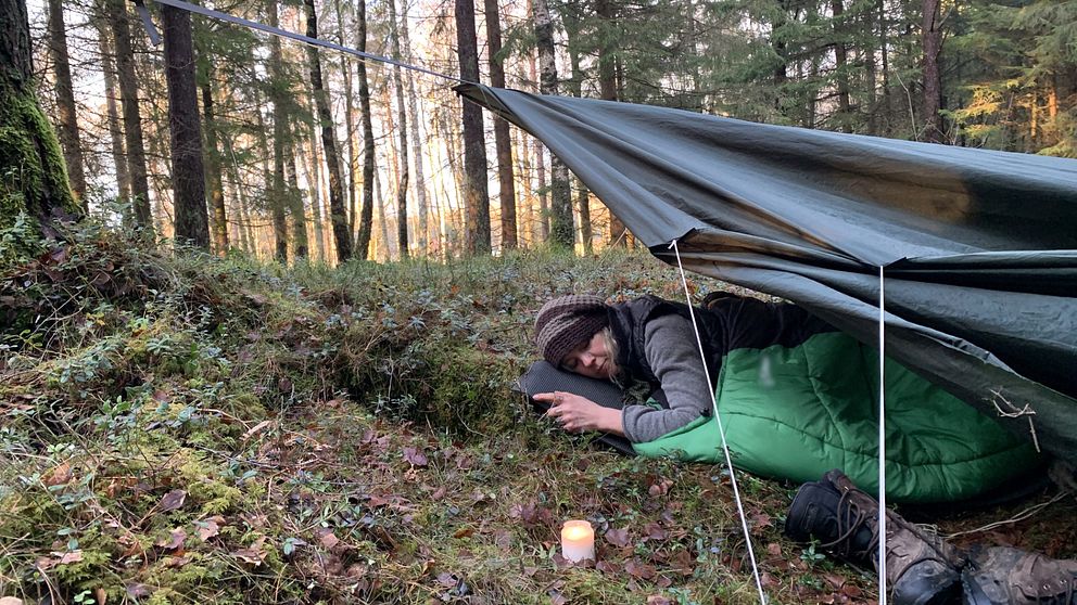 Karin Wideström sover gärna utomhus under årets kallare månader.