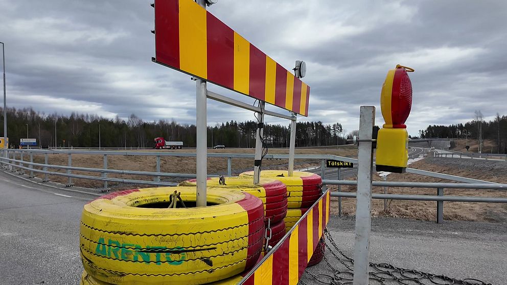 Vägarbete vid Västra länken i Umeå.