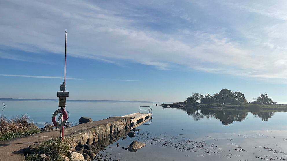 Brygga vid Östersjöns kust en solig sommardag