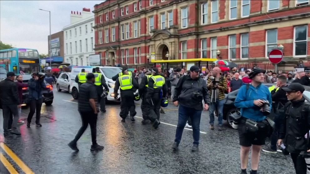 Protest i Sunderland efter knivdådet i Southport.