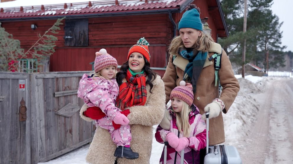 en familj i vintertid