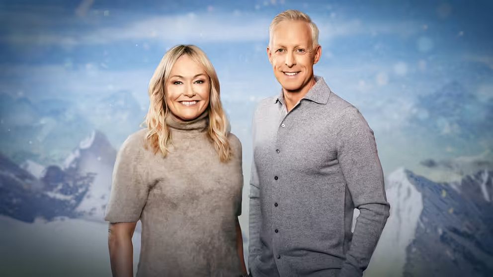 Yvette Hermundstad och André Pops i vintrig miljö.