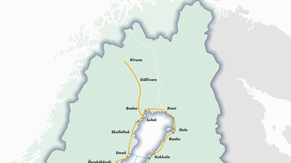 Så ska vätgasledningen mellan Sverige och Finland gå.