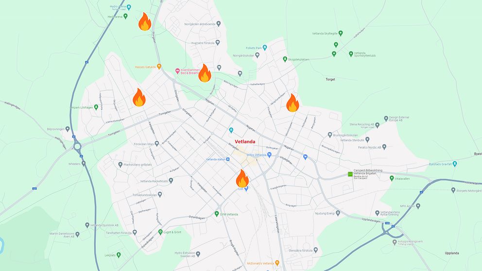 Karta över Vetlanda