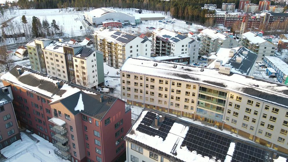 bostadshus i Umeå ovanifrån
