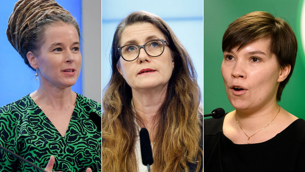 Språkrörskandidaterna Amanda Lind, Janine Alm Ericson och Annika Hirvonen