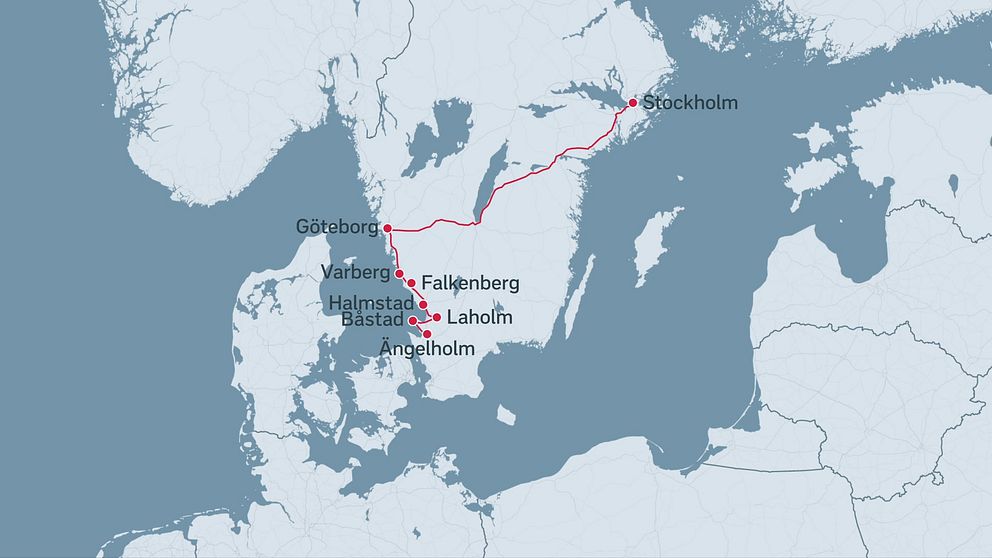 Kara på tågsträckning mellan Ängelholm och Stockholm