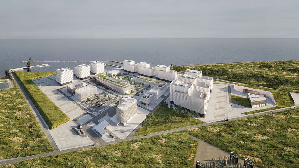 Illustration av SMR-park med flera små modulära reaktorer