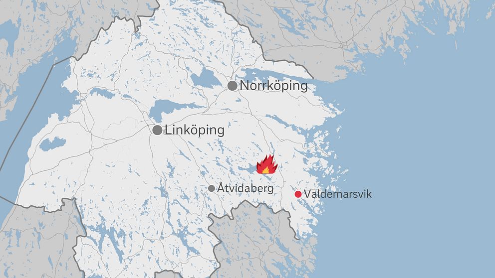 Skogsbrand på Rotviksholmen i sjön Yxningen