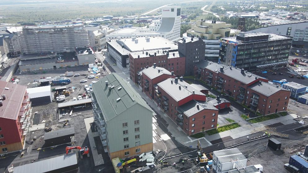 Bild på Kiruna nya centrum där det fortsätter att byggas nytt.