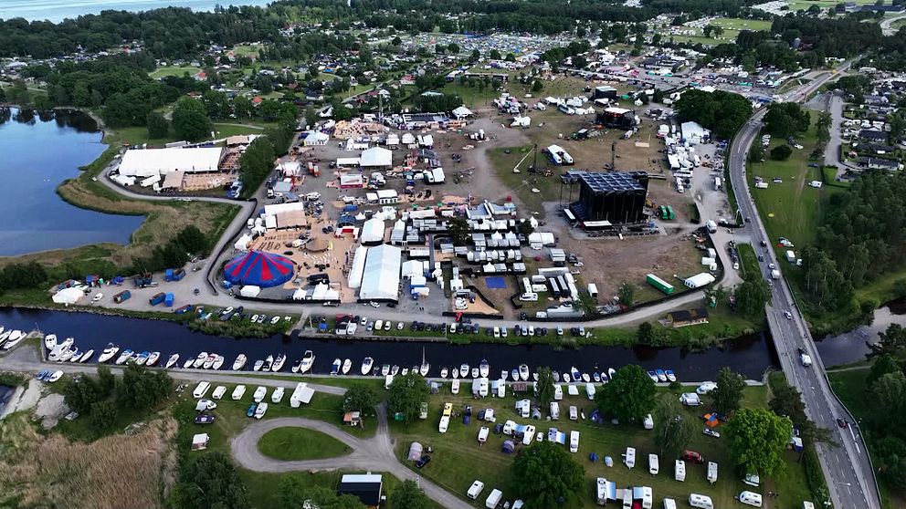 Flygbild över området på Sweden Rock Festival i Norje
