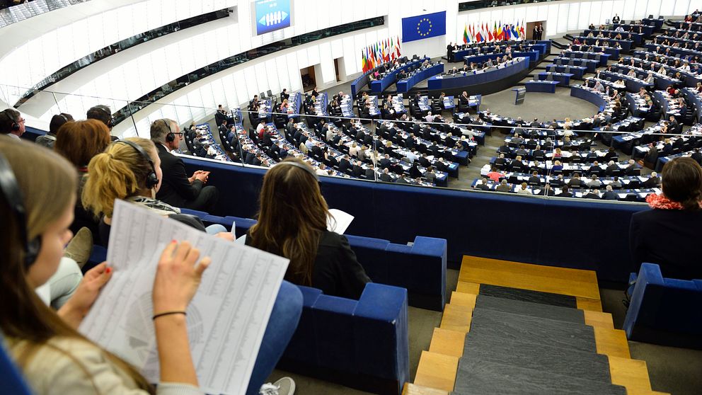 Åhörare på läktaren under ett plenum i EU-parlamentet i Strasbourg.