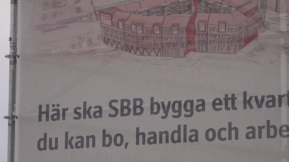 Skylt som säger att SBB ska bygga tandvårdshus