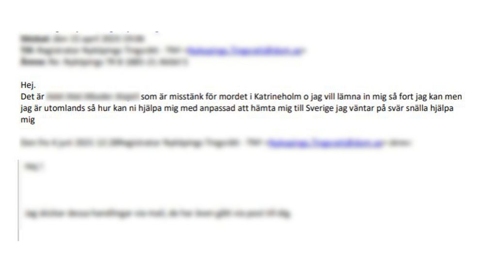 Skärmdump på ett mejl.
