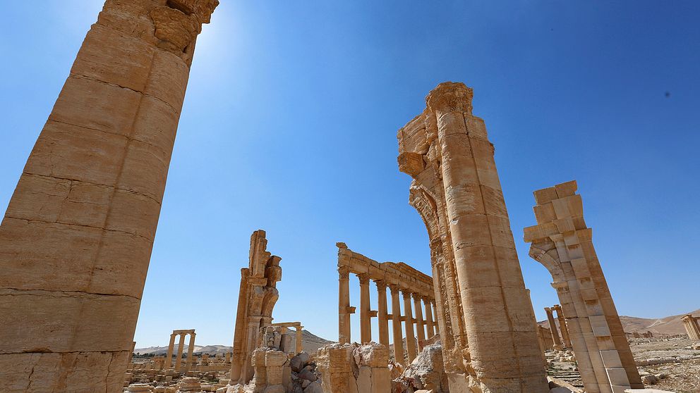 Ruiner i den antika staden Palmyra i Syrien. Kriget i landet har lett till en omfattande smuggling av konstföremål, men en stor del av föremålen är förfalskningar.
