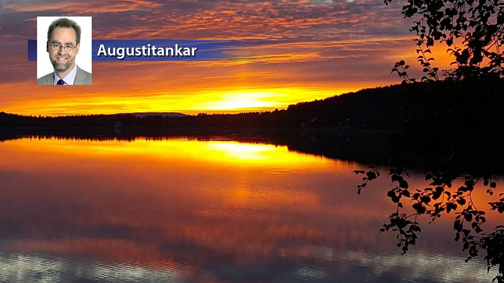 Färggrann solnedgång över Granbergsträsket i nordvästra Västerbotten den 22 augusti.