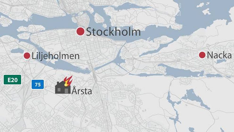 Karta som visar Årsta i Stockholms kommun.