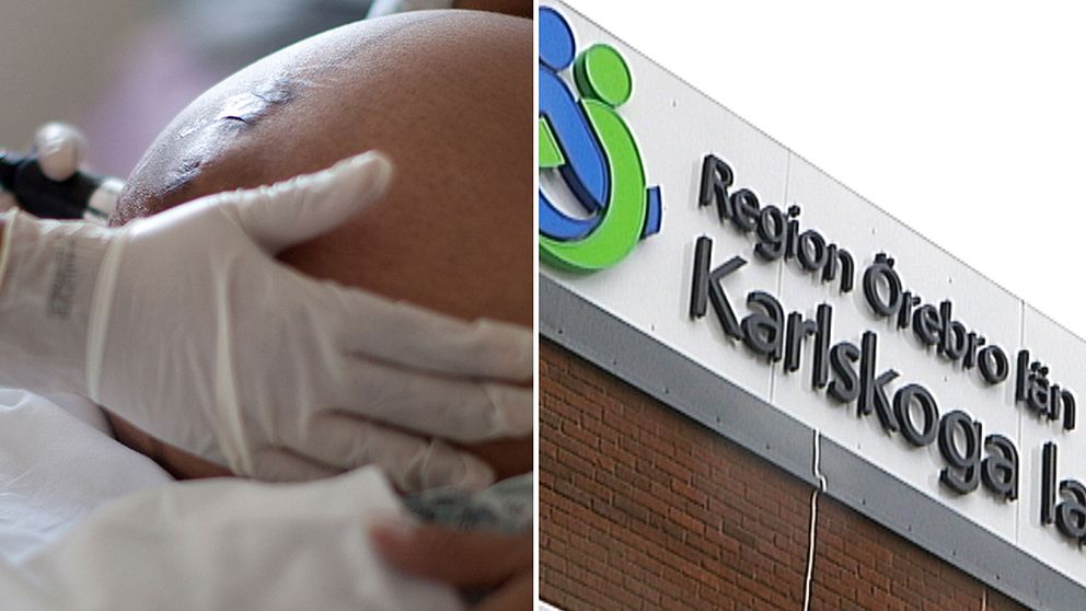 Gravid och Karlskoga lasarett i montage