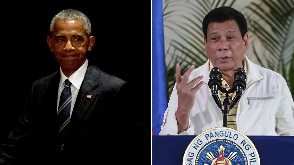 Filippinernas nye president Rodrigo Duterte och USA:s president Barack Obama