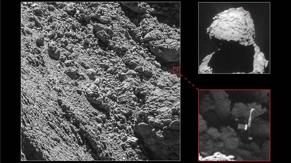 Här är bilden på kometlandaren Philae som äntligen upptäckts.