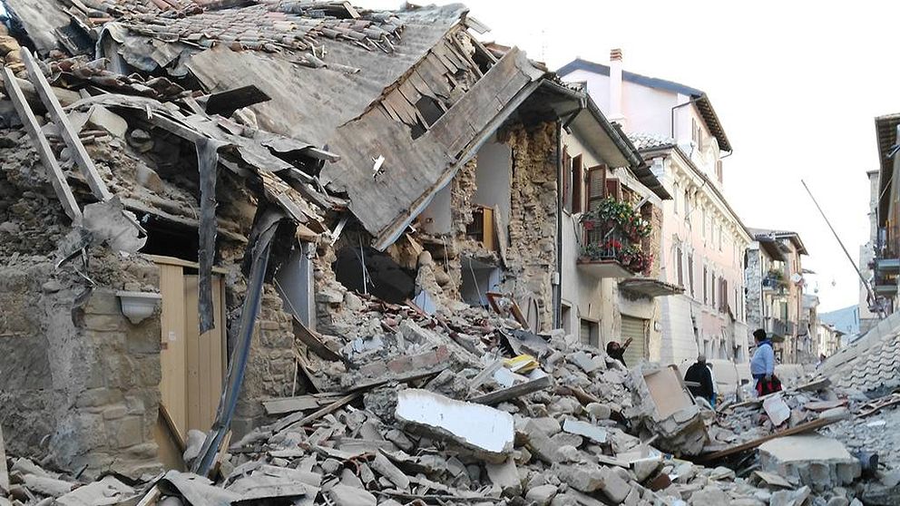 Huset Roland Ekström sov i när jordbävningen slog till i Amatrice