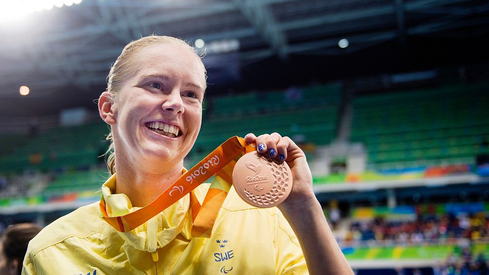Reichard med sin bronsmedalj.