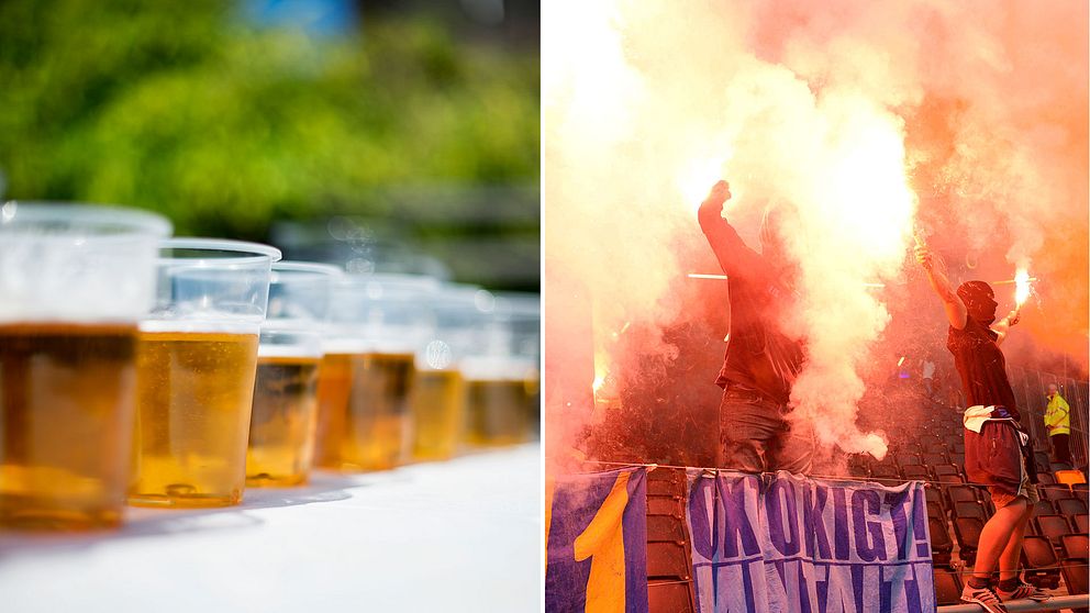 Öl och fotbollsläktare.