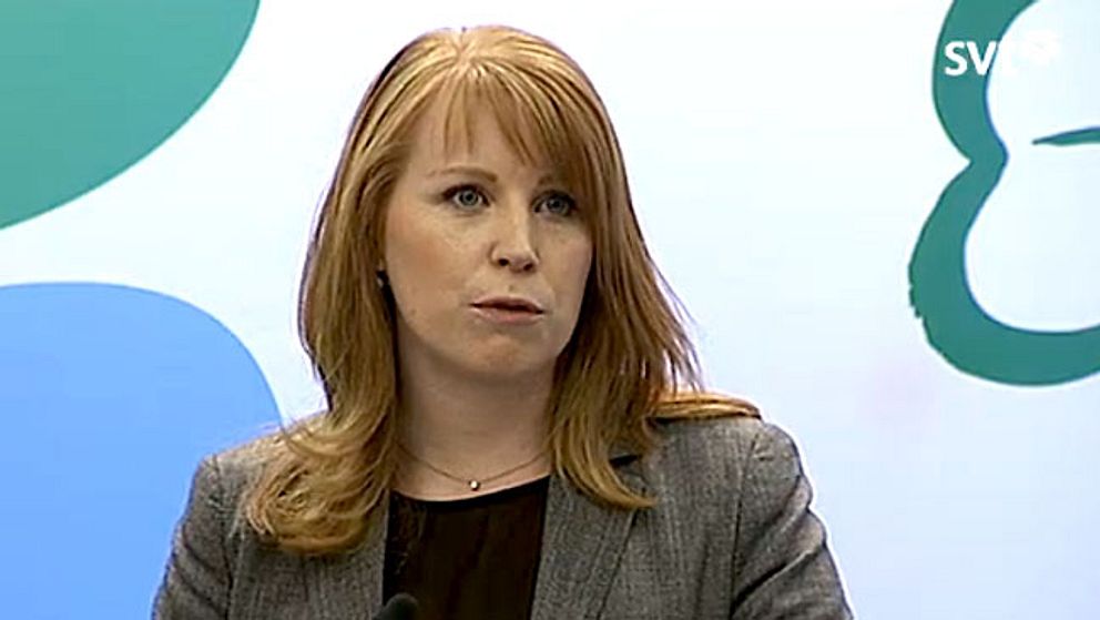 Annie Lööf vid dagens presskonferens