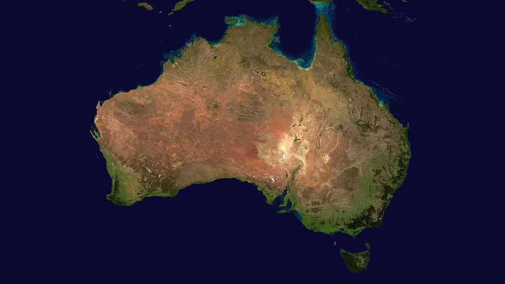 En satellitbild över Australien.